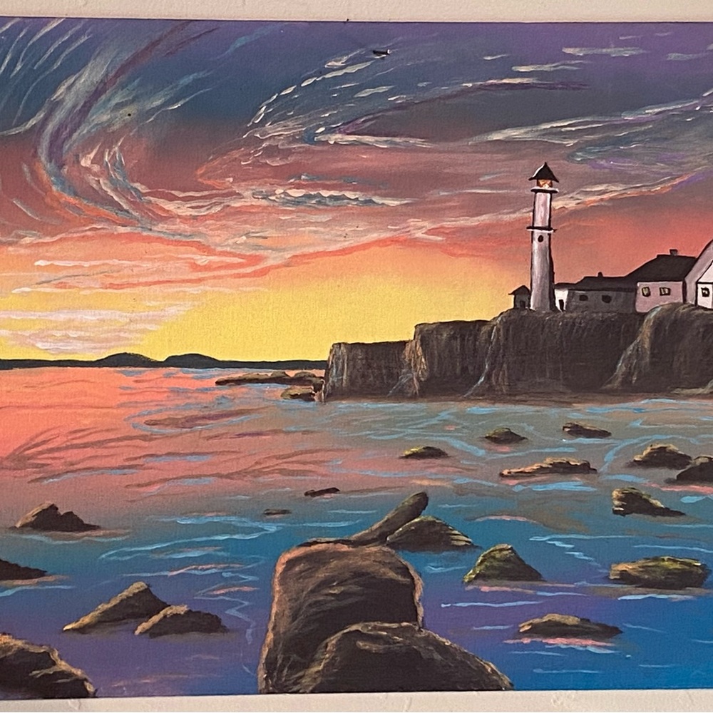 Coastal Sunset Lighthouse Canvas Art